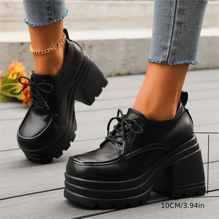 Women's Vegan Leather Platform Oxfords - Elegant Dress Shoes