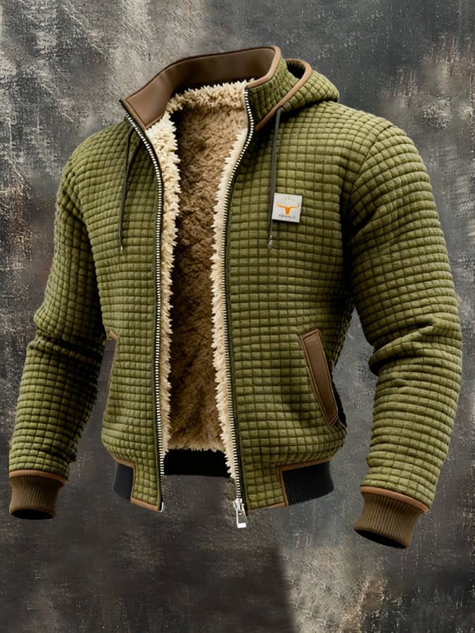 Men's Sherpa-Lined Bomber Jacket – Fleece Warmth, Leather Trim