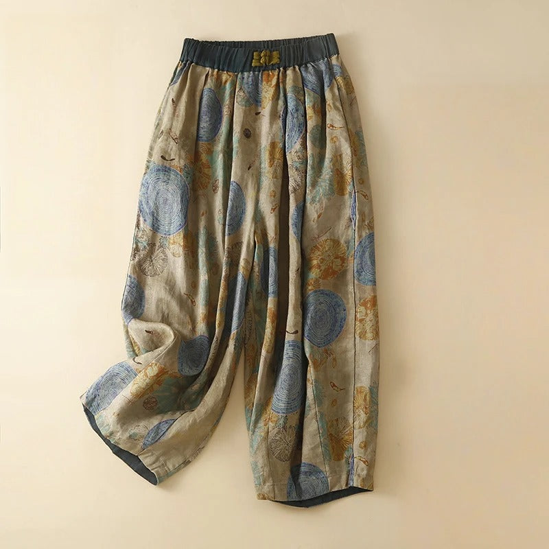 Women's Linen Trousers – Elasticated Waist Relaxed Fit