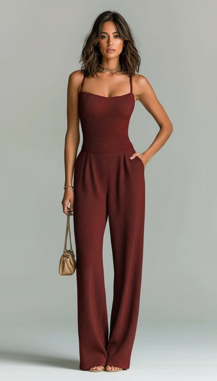 Women's Ribbed Jersey Jumpsuit - Effortless Casual Elegance