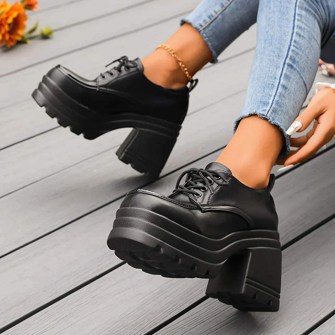Women's Vegan Leather Platform Oxfords - Elegant Dress Shoes