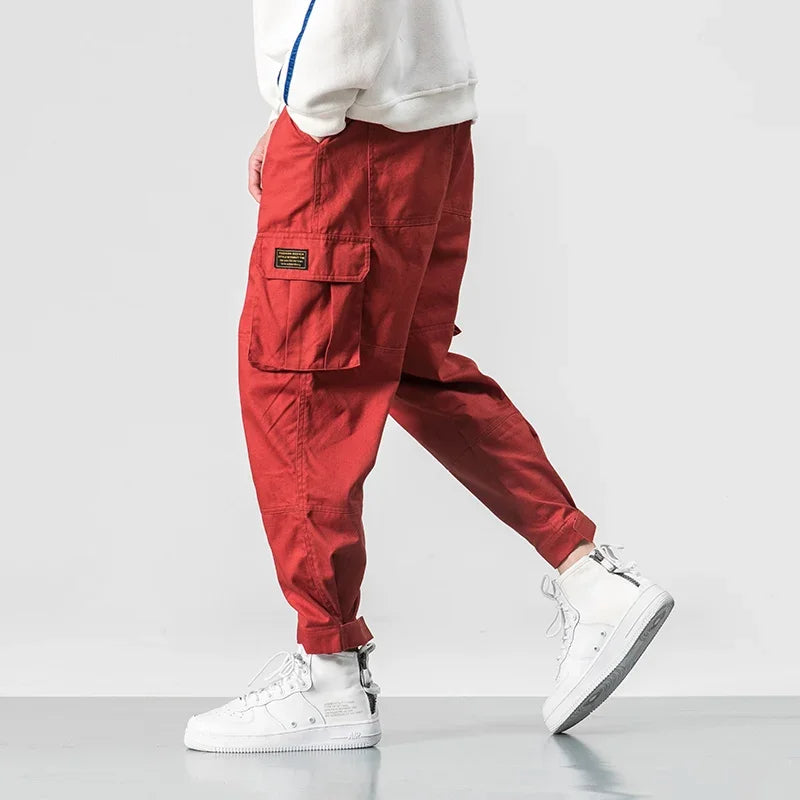 Men's Cotton Cargo Trousers – Utility Pockets – Adjustable Cuffs