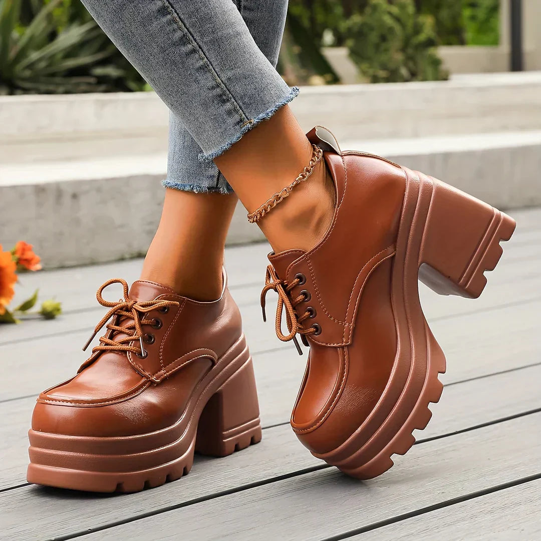 Women's Vegan Leather Platform Oxfords - Elegant Dress Shoes