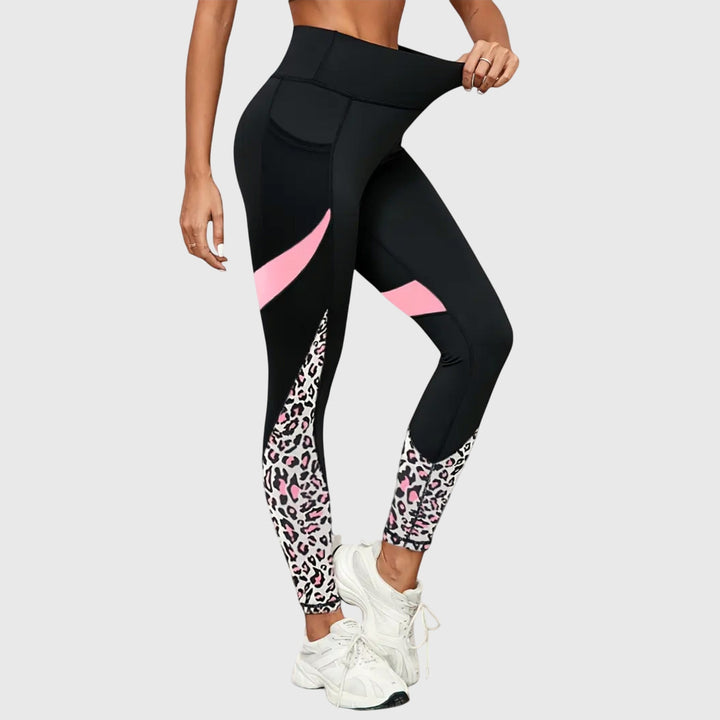 Women's High-Waisted Leopard Print Training Leggings - Athletic Style