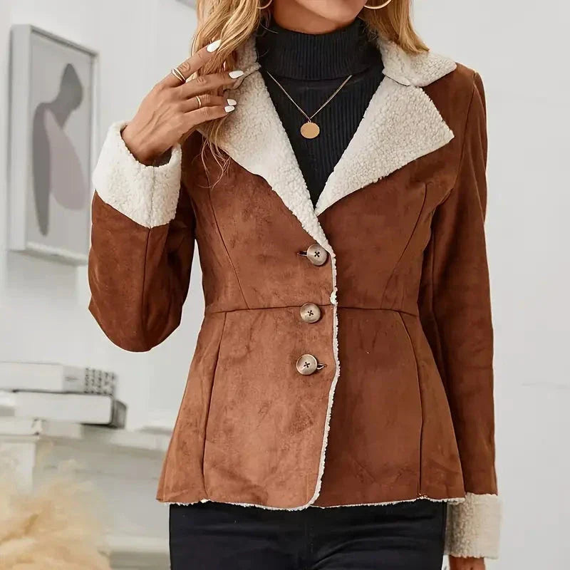 Women's Suede Sherpa-Lined Coat – Cosy Winter Statement