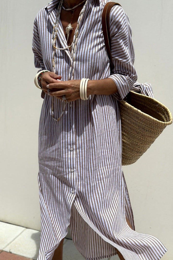 Women's Striped Shirt Dress - Timeless Comfort for Summer Days