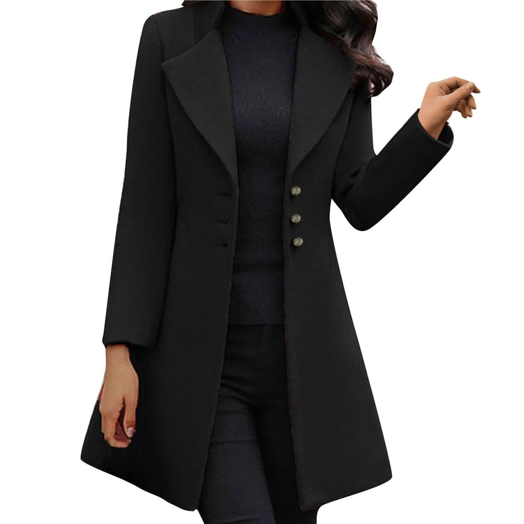 Women's Long-Sleeve Wool Coat - Timeless Winter Elegance