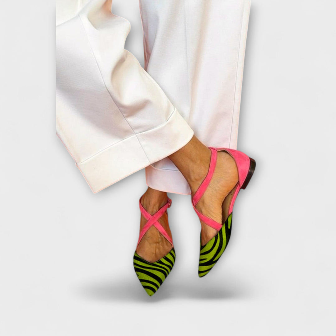 Women's Zebra Print Flats with Crisscross Straps - Everyday Bold