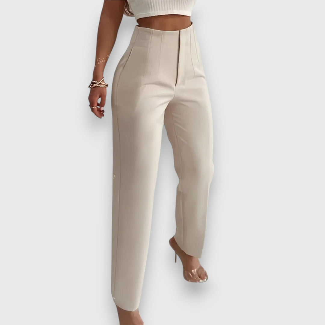 Women's High-Waisted Trousers - Classic Straight Leg Style