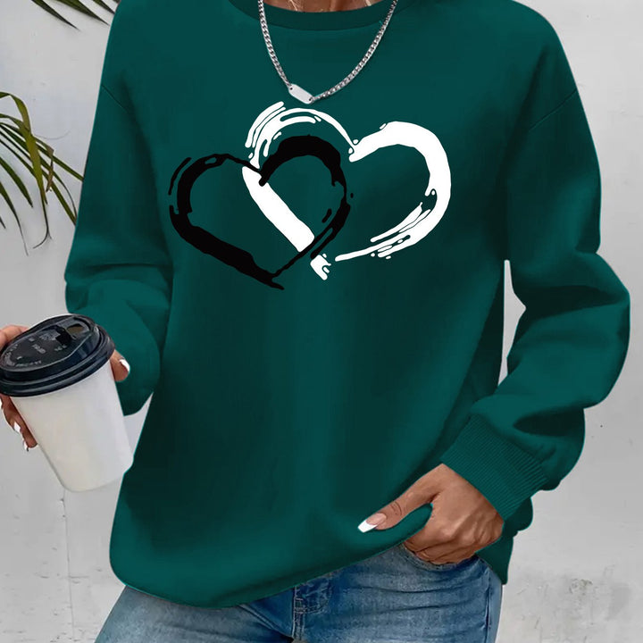 Women's Double Heart Graphic Sweatshirt - Casual & Playful