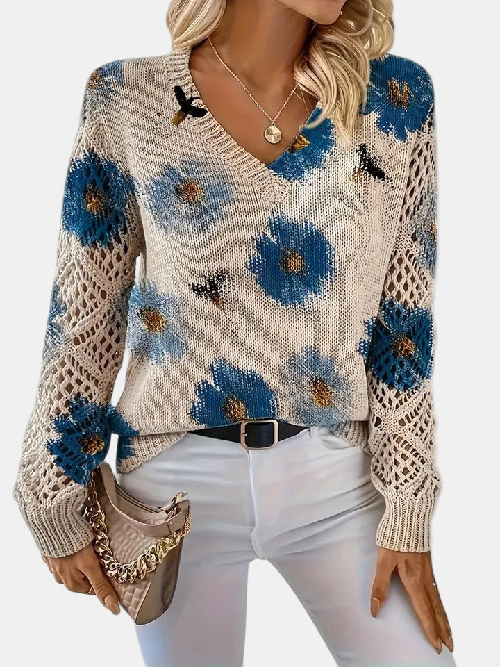 Women's Blooming Chic Knit Sweater - Effortless Everyday Elegance