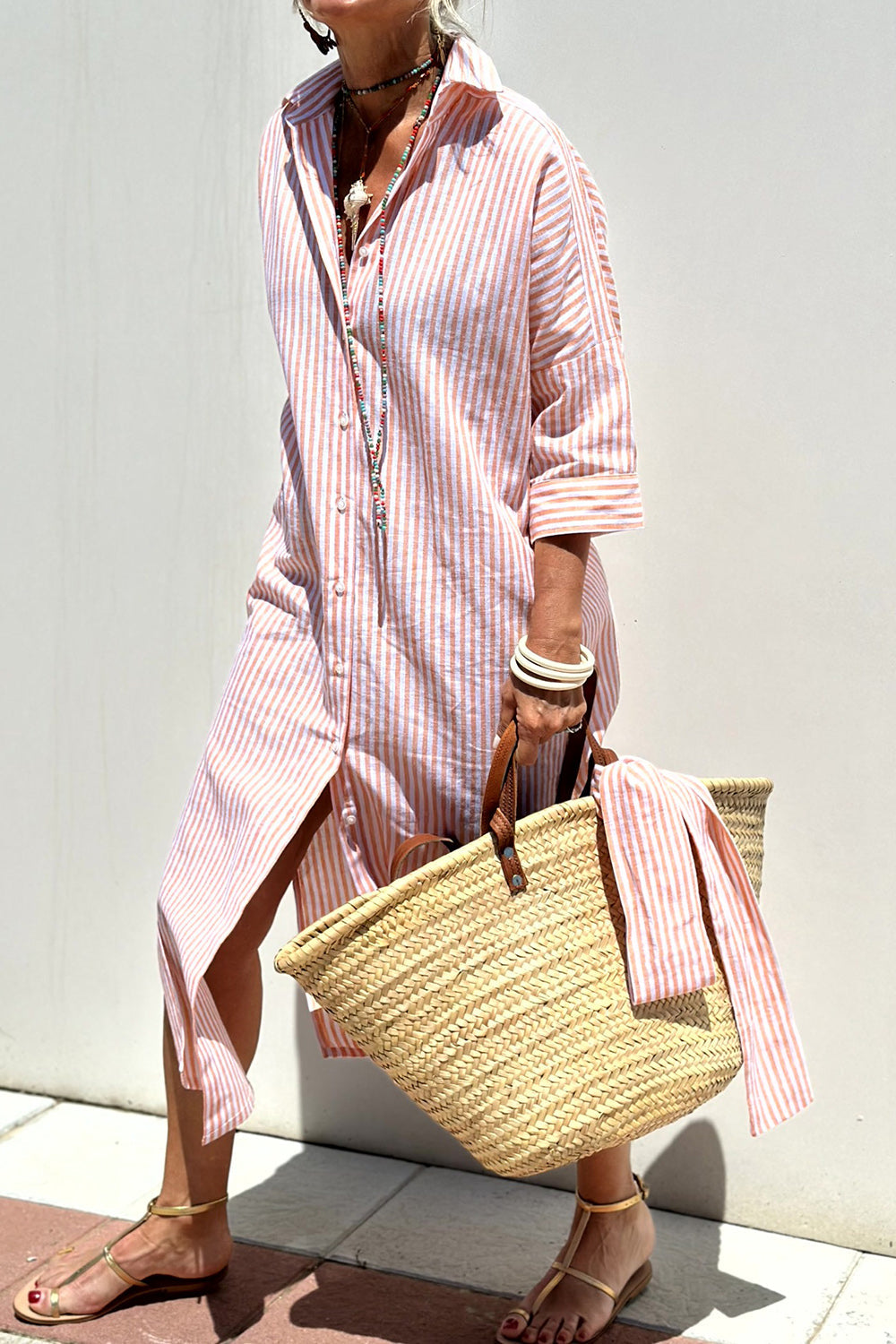 Women's Striped Shirt Dress - Timeless Comfort for Summer Days
