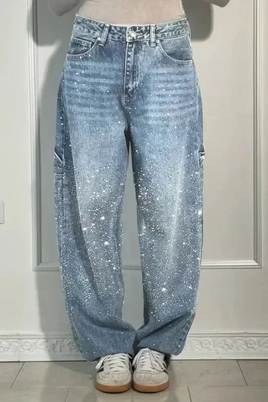 Women's Victoria High-Waist Glitter Jeans - Sparkle with Confidence
