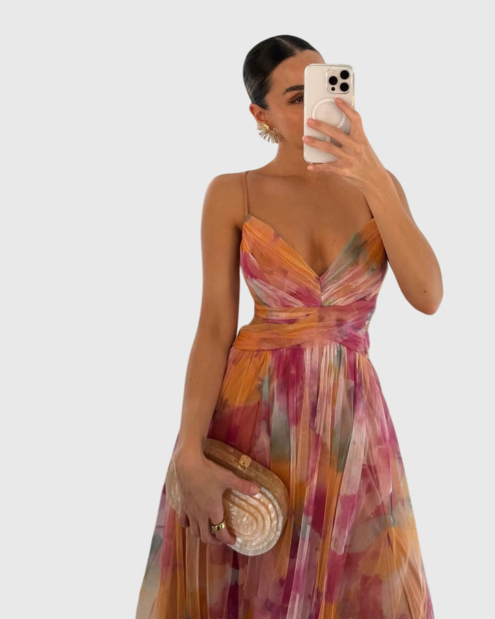 Women's Floral Print Maxi Dress - Effortless Summer Elegance