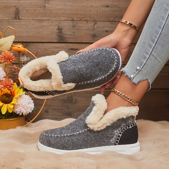 Women's Leather Plush-Lined Boots - Cozy Comfort All Day