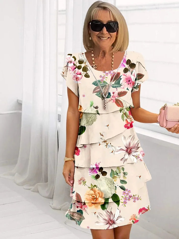 Women's Floral Cascading Maxi Dress - Effortless Boho Elegance