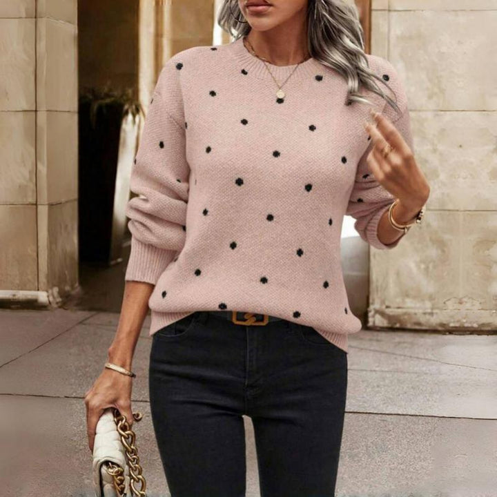 Women's Cozy Polka Knit Sweater – Playful & Everyday Comfort