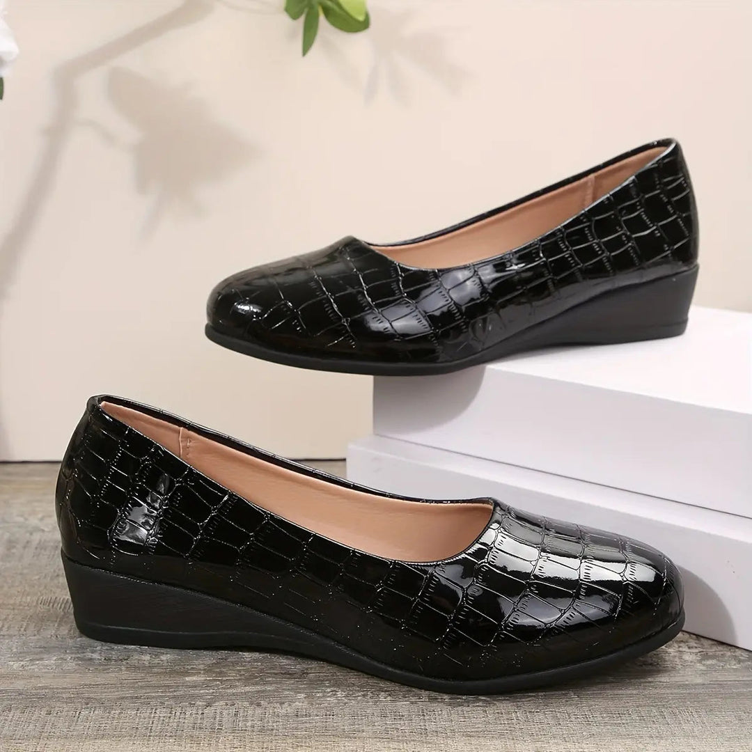 Women's Breathable Leather Wedge Heels - All-Day Comfort