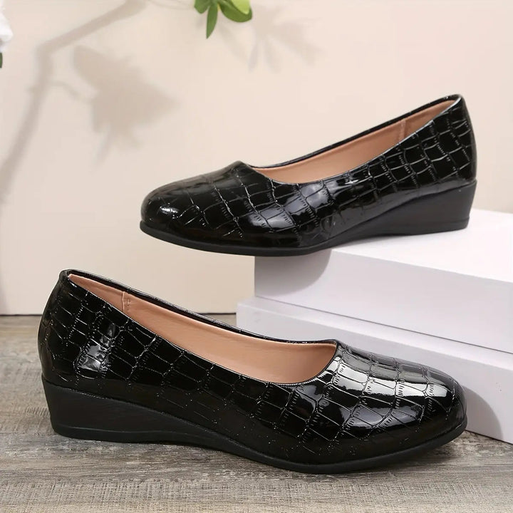 Women's Breathable Leather Wedge Heels - All-Day Comfort