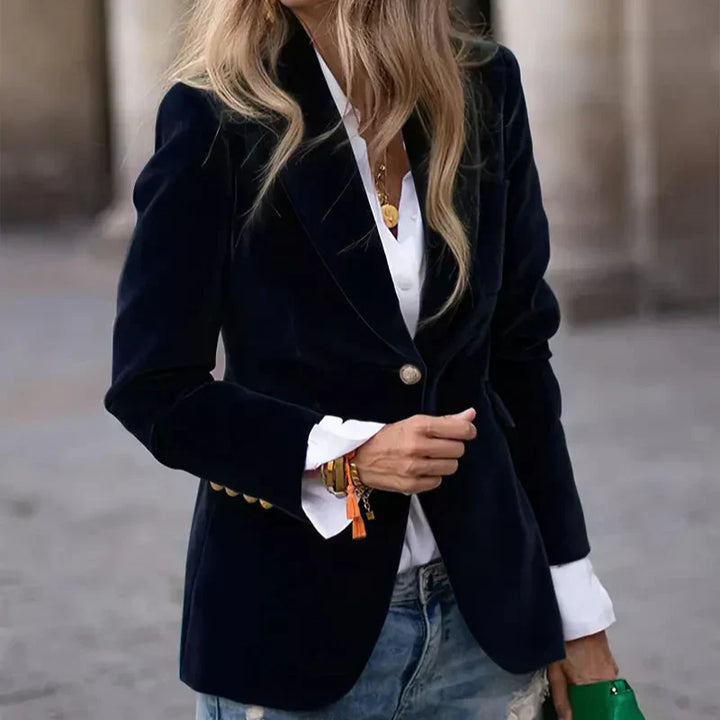 Women's Savannah Velvet Blazer - Timeless Evening Elegance