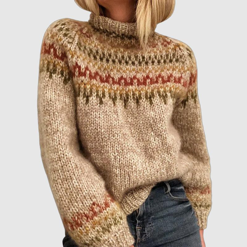 Women's Nordic Pattern Knit Sweater - Classic Winter Charm