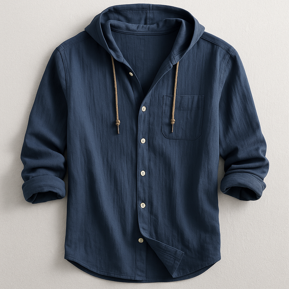 Men's Cotton Linen Hooded Shirt – Relaxed Summer Beach Style