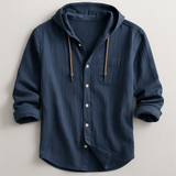 Men's Cotton Linen Hooded Shirt – Relaxed Summer Beach Style