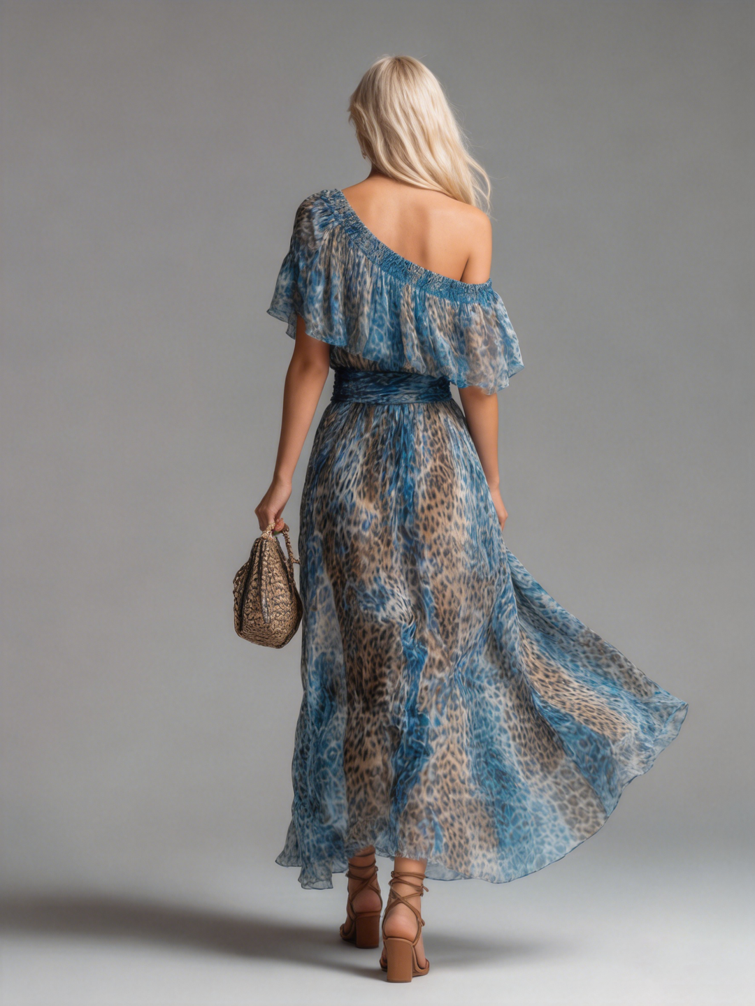 Women's Leopard Print Chiffon Maxi Dress - Wild & Sensual