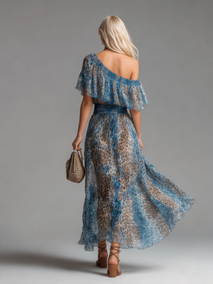 Women's Leopard Print Chiffon Maxi Dress - Wild & Sensual