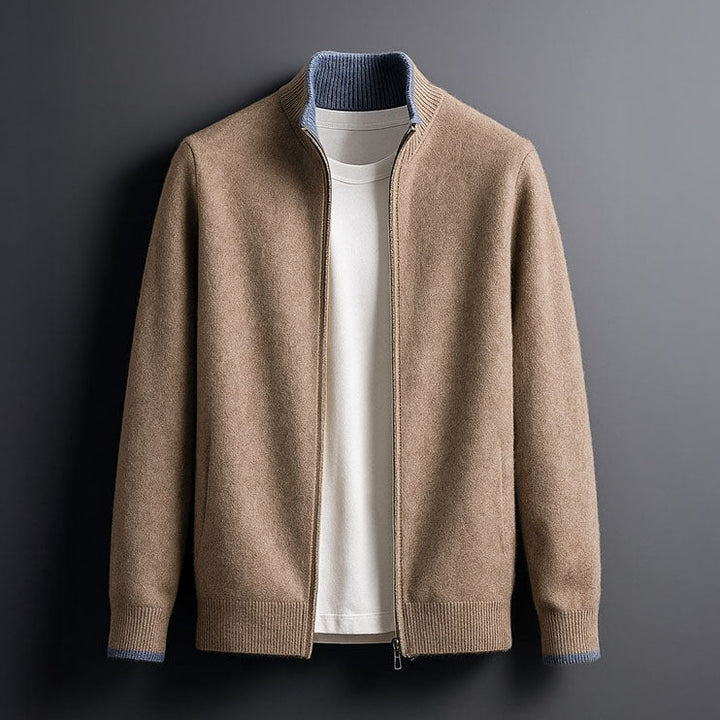 Men's Merino Wool Full-Zip Cardigan - Smart Layering Knit