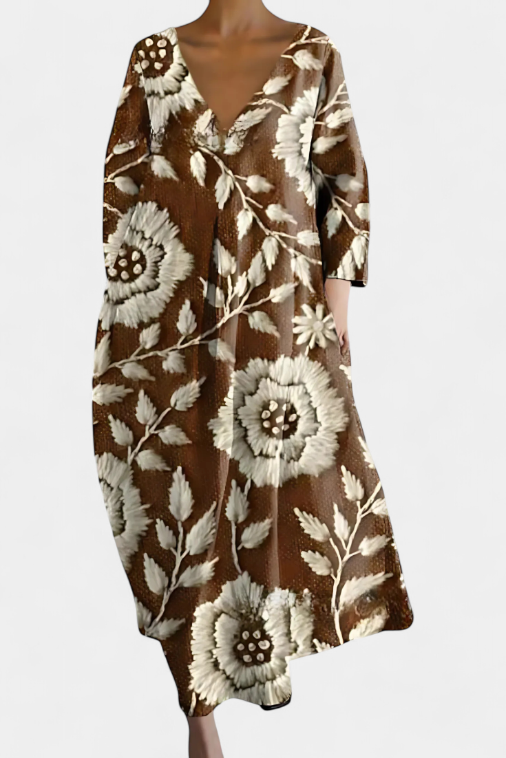 Women's Flowing V-Neck Dress - Your All-Day Comfort