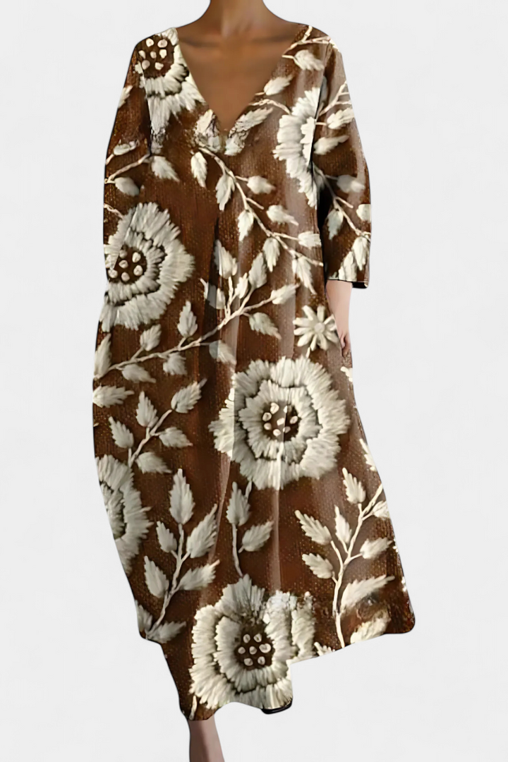 Women's Flowing V-Neck Dress - Your All-Day Comfort