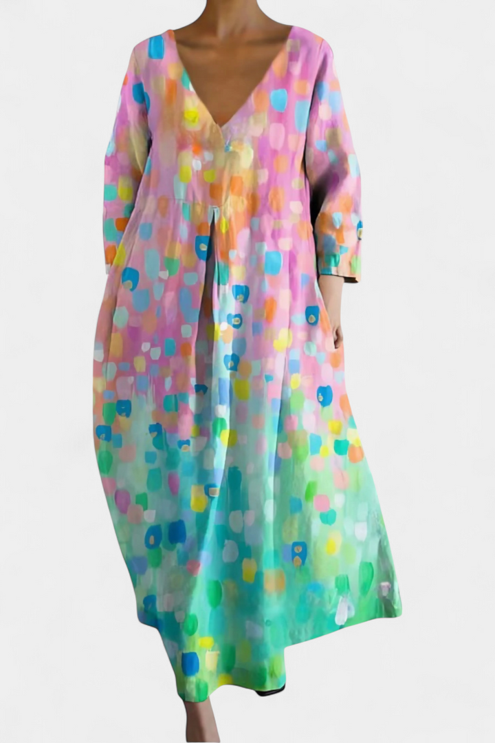 Women's Flowing V-Neck Dress - Your All-Day Comfort