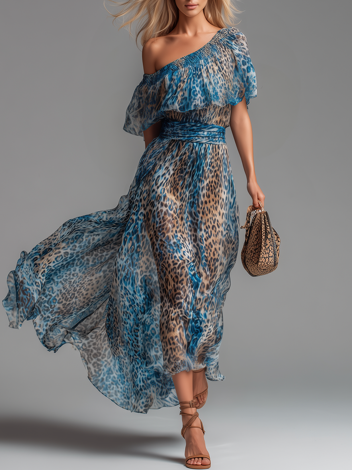 Women's Leopard Print Chiffon Maxi Dress - Wild & Sensual