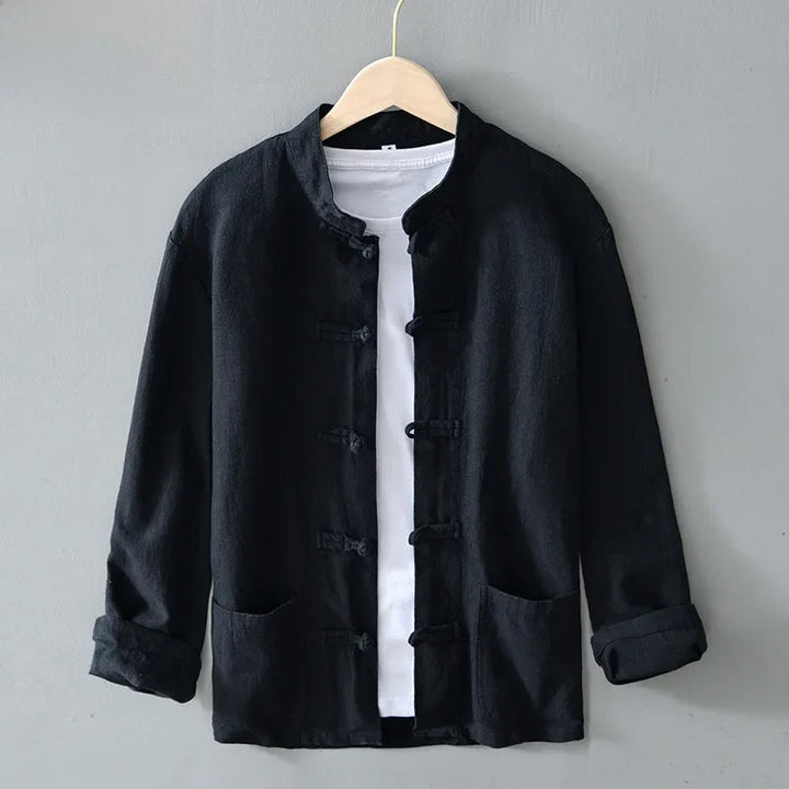 Men's Linen Mandarin Collar Shirt – Cotton-Linen Summer Shirt