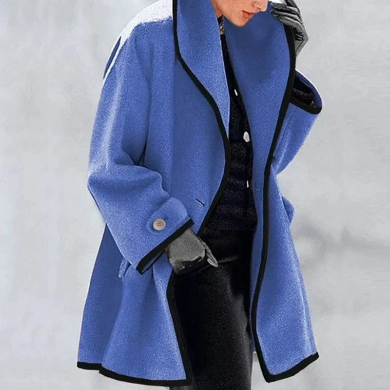 Women's Double-Breasted Cotton Blend Coat - Warm & Elegant