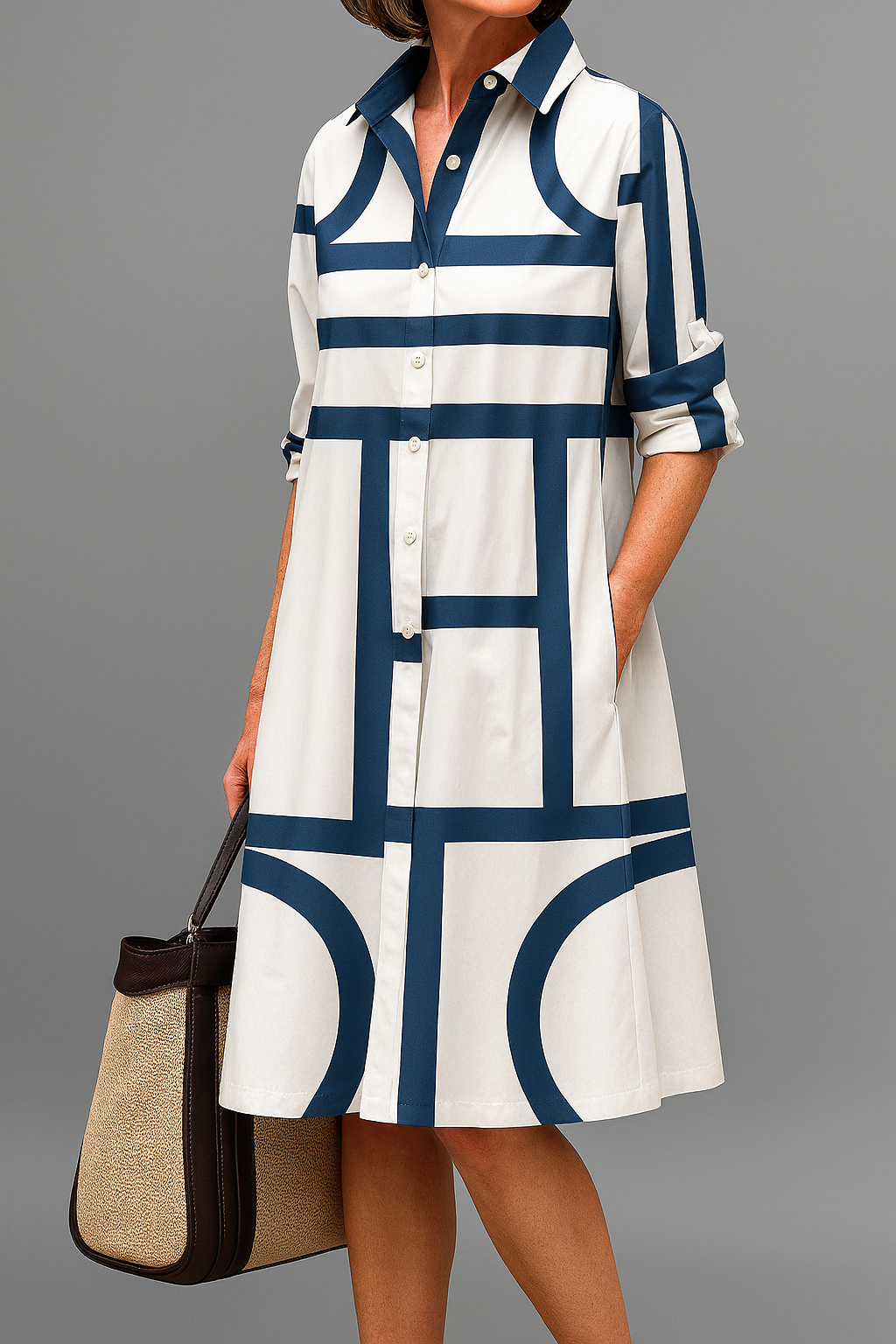 Women's Sophisticated Midi Dress - Effortless Elegance
