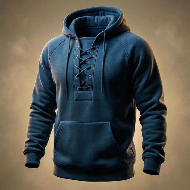 Men's Organic Cotton Hoodie – Lace-Up Front Mid-Weight Hoodie