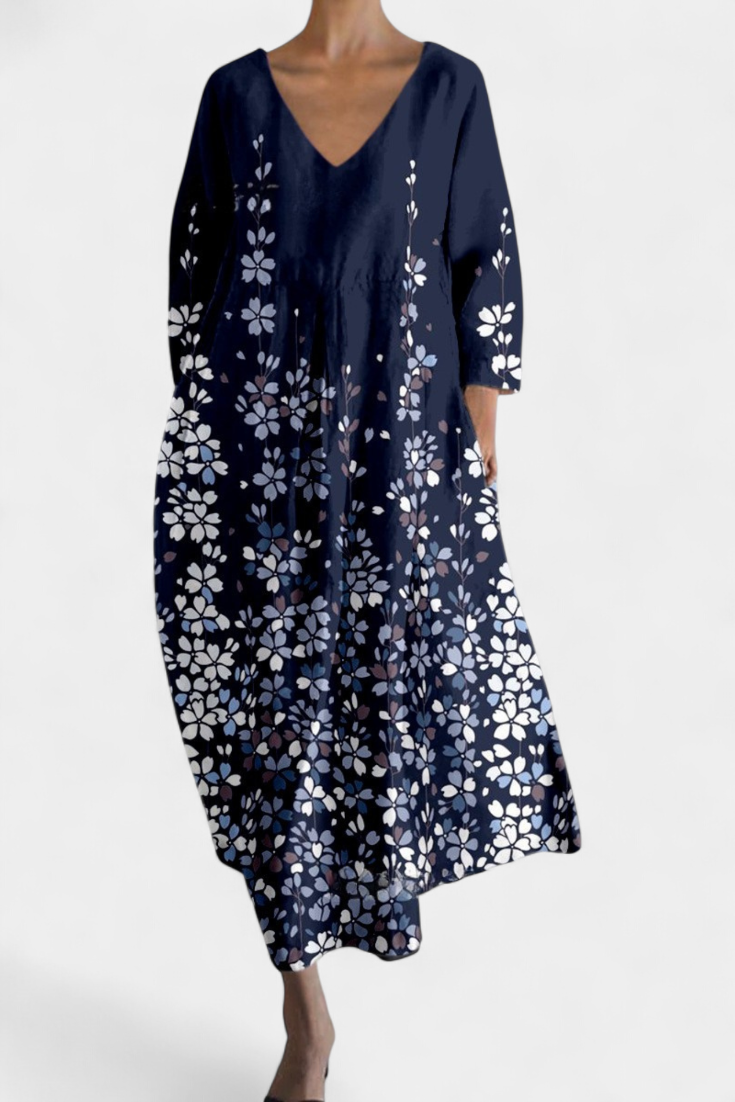 Women's Flowing V-Neck Dress - Your All-Day Comfort