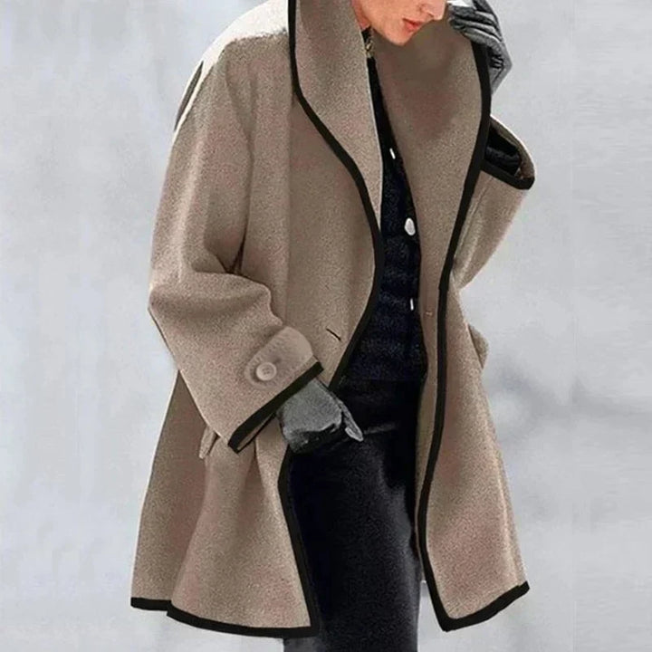 Women's Double-Breasted Cotton Blend Coat - Warm & Elegant