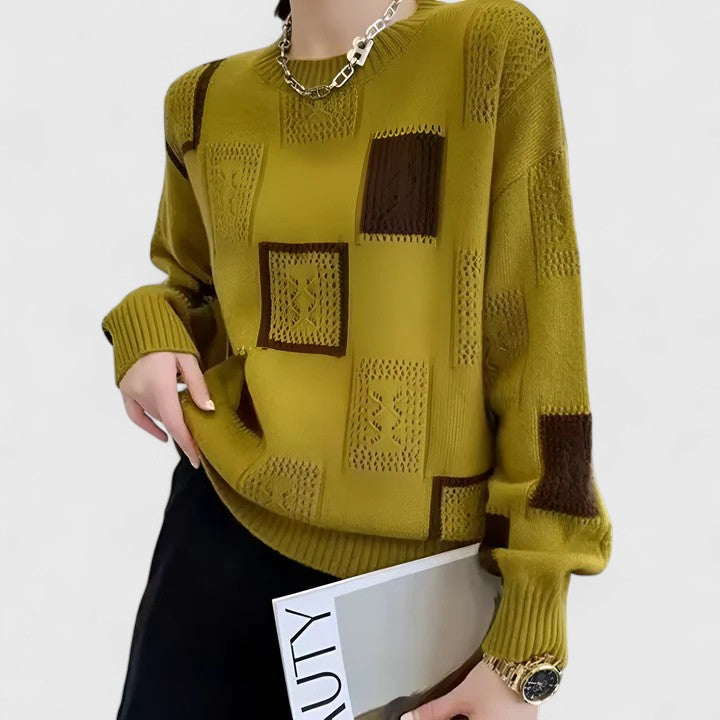 Women's Knitted Openwork Sweater - Effortless Everyday Elegance