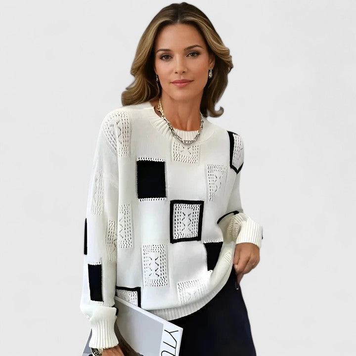 Women's Knitted Openwork Sweater - Effortless Everyday Elegance