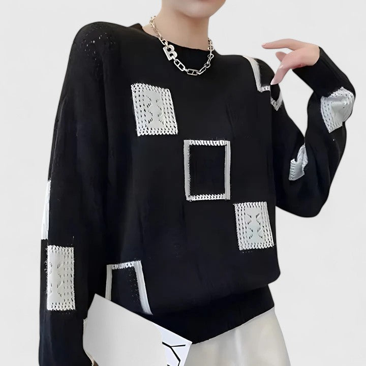 Women's Knitted Openwork Sweater - Effortless Everyday Elegance