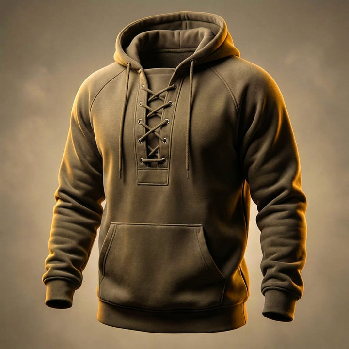 Men's Organic Cotton Hoodie – Lace-Up Front Mid-Weight Hoodie
