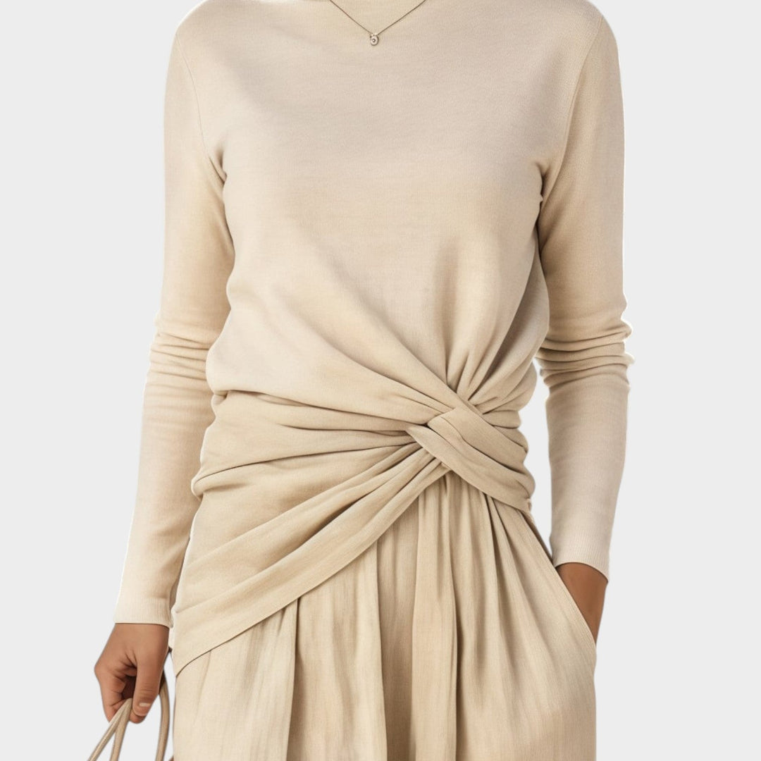 Women's Twisted Waist Wide Leg Two-Piece Set - Vacation & Resort Wear