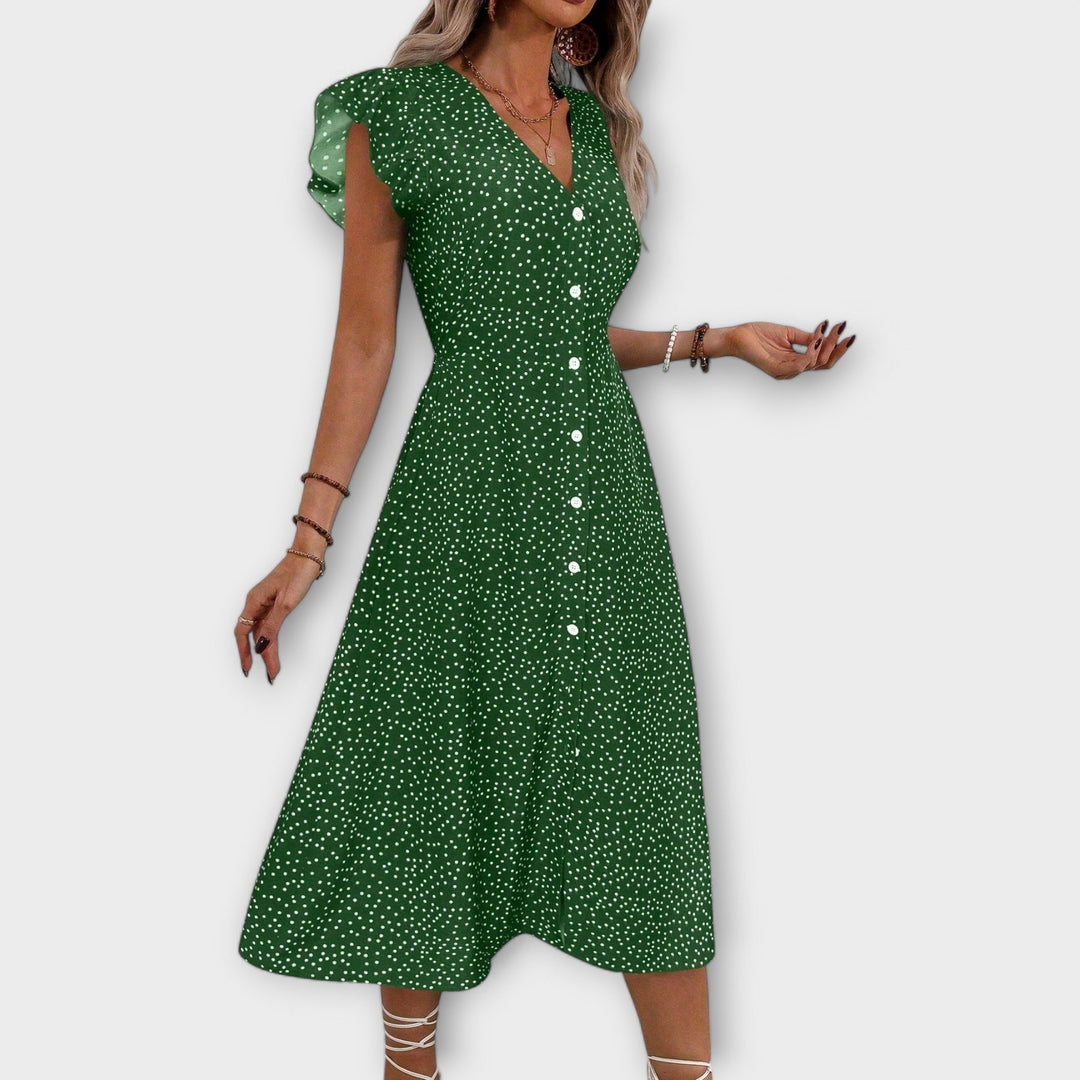 Women's Polka Dot A-Line Dress - Chic & Versatile for Any Occasion