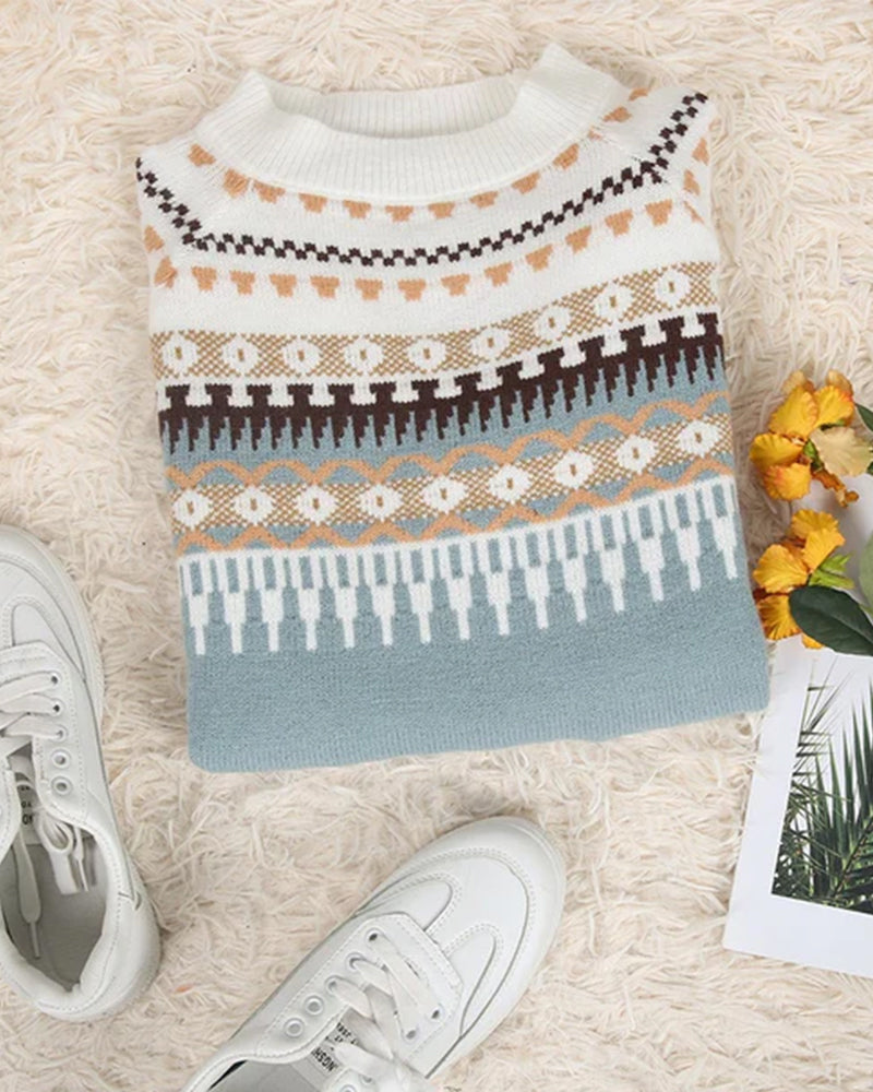 Women's Nordic Knitted Sweater - Cozy Winter Essential