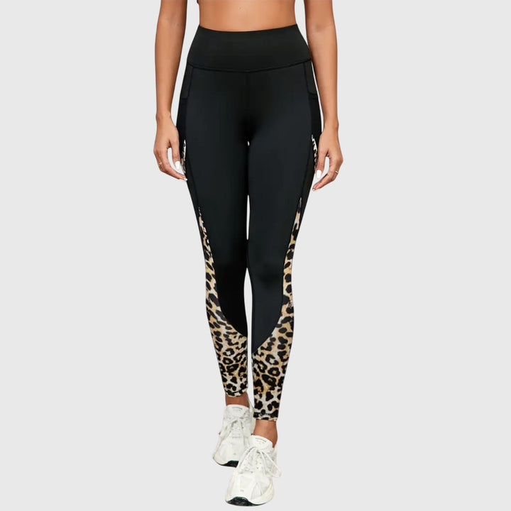 Women's High-Waisted Leopard Print Training Leggings - Athletic Style