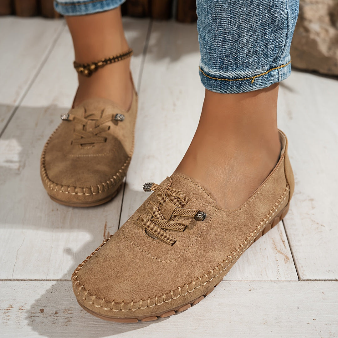 Women's Soft Suede Moccasin Flats - Full Support for Sensitive Feet