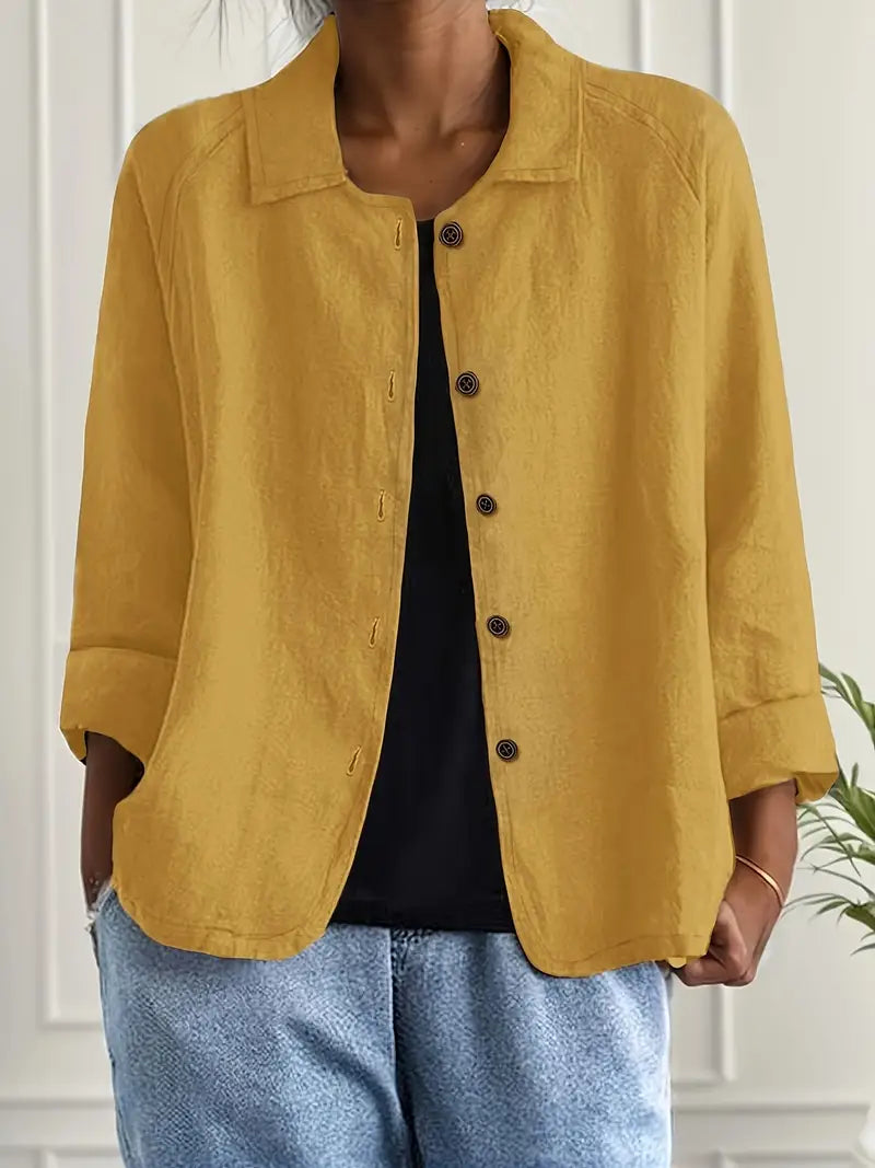 Women's Lightweight Cotton-Linen Shirt-Cardigan - Effortless Style